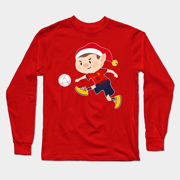 Spain football Christmas elf. Football World Cup soccer T-Shirt Long Sleeve T-Shirt by abtchlr